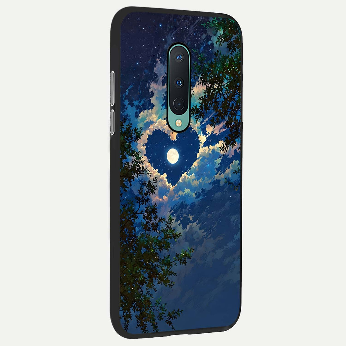  Heart With Moon Sky back cover For OnePlus 8 slim fit glass case with vibrant aesthetic design