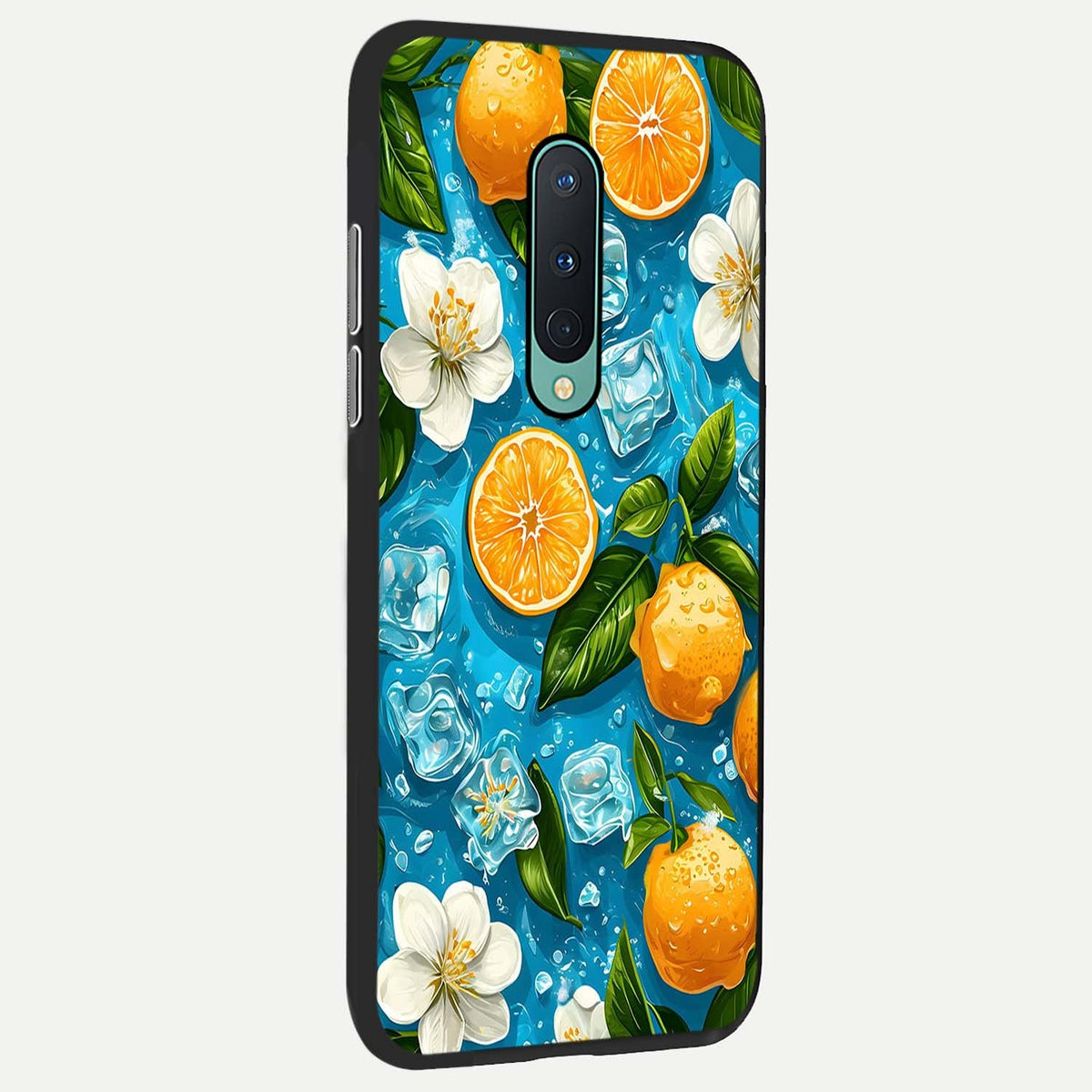  Ice Cube With Orange back cover For OnePlus 8 slim fit glass case with vibrant aesthetic design