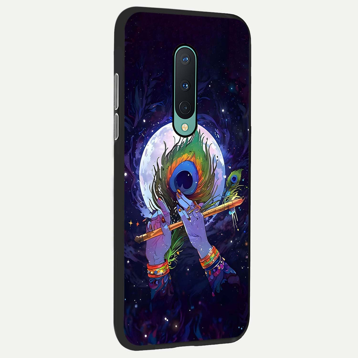 Krishna Hands Art back cover For OnePlus 8 slim fit glass case with vibrant aesthetic design