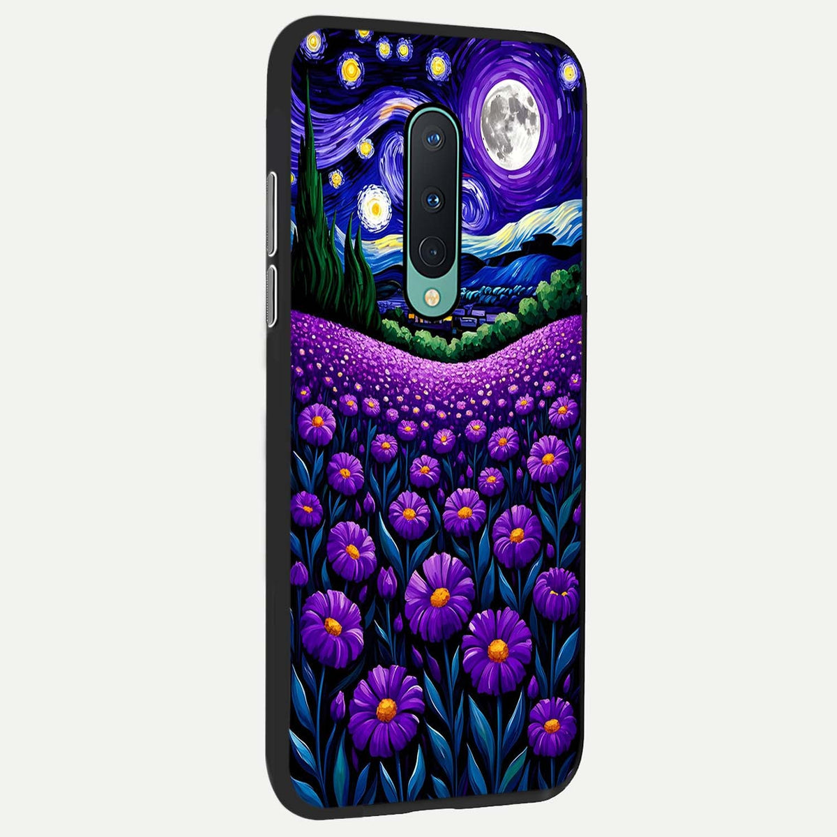 Lavender Moon Field back cover For OnePlus 8 slim fit glass case with vibrant aesthetic design
