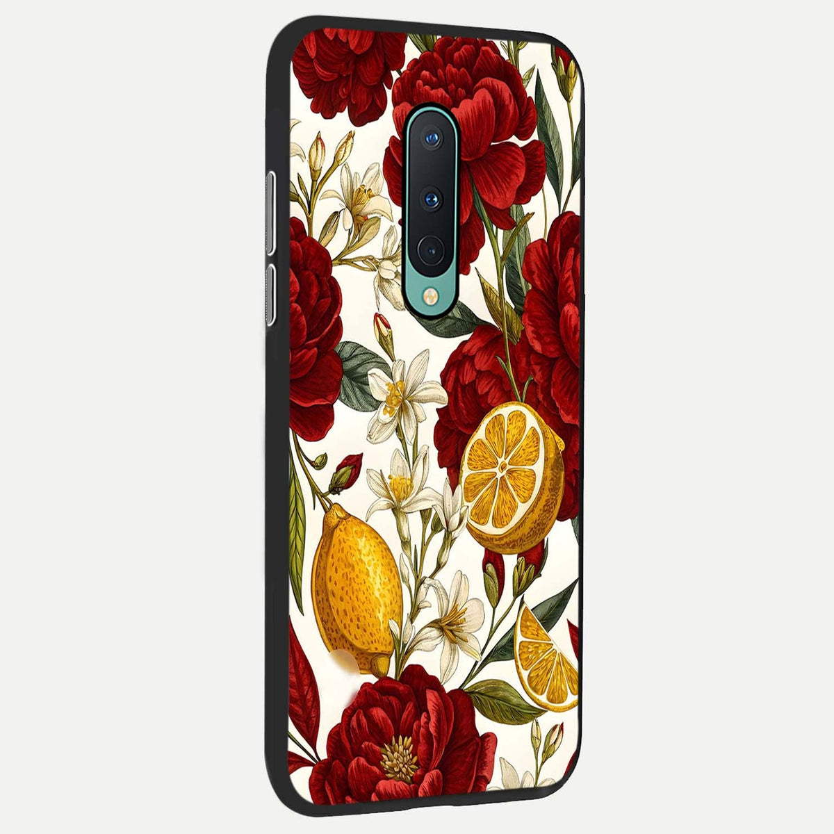  Lemon Rose Charm back cover For OnePlus 8 slim fit glass case with vibrant aesthetic design