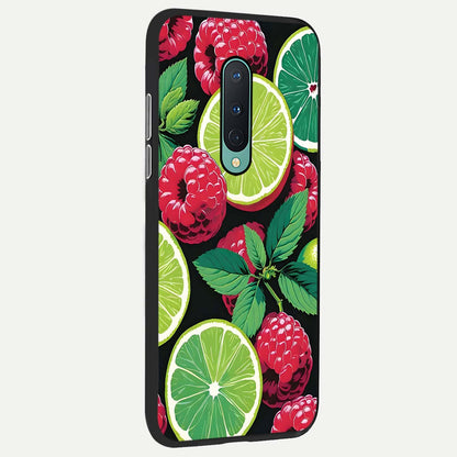  Lime and Raspberry Pattern back cover For OnePlus 8 slim fit glass case with vibrant aesthetic design