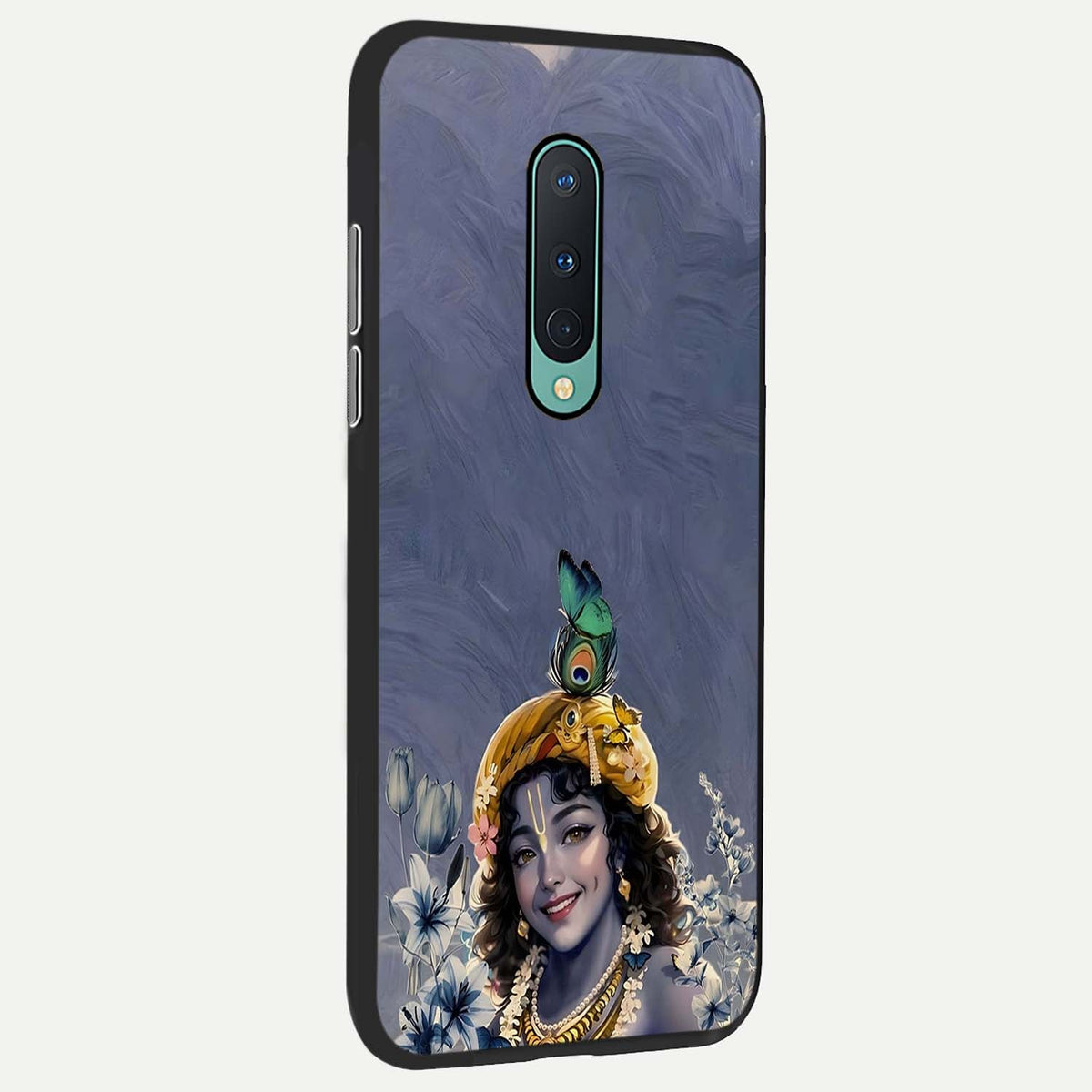  Lord Krishna back cover For OnePlus 8 slim fit glass case with vibrant aesthetic design