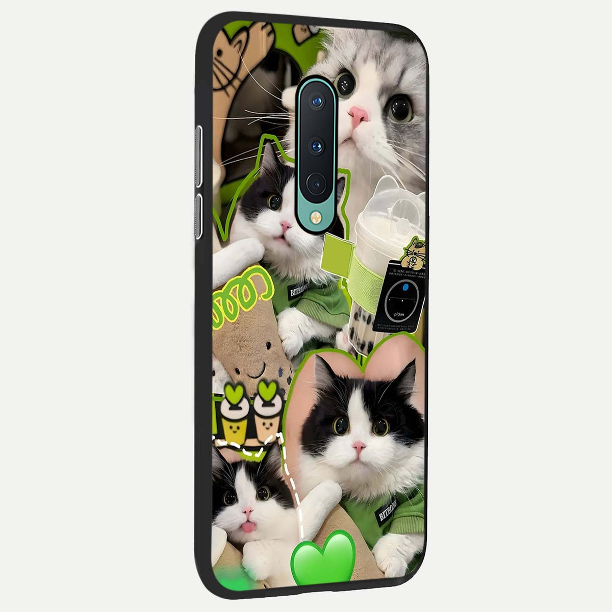  Matcha Cats Mood back cover For OnePlus 8 slim fit glass case with vibrant aesthetic design