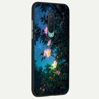  Midnight Bloom Glow back cover For OnePlus 8 slim fit glass case with vibrant aesthetic design