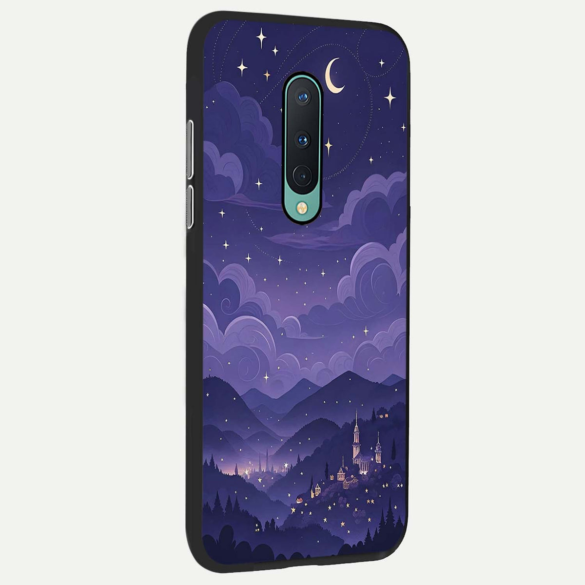  Minimal Night View back cover For OnePlus 8 slim fit glass case with vibrant aesthetic design