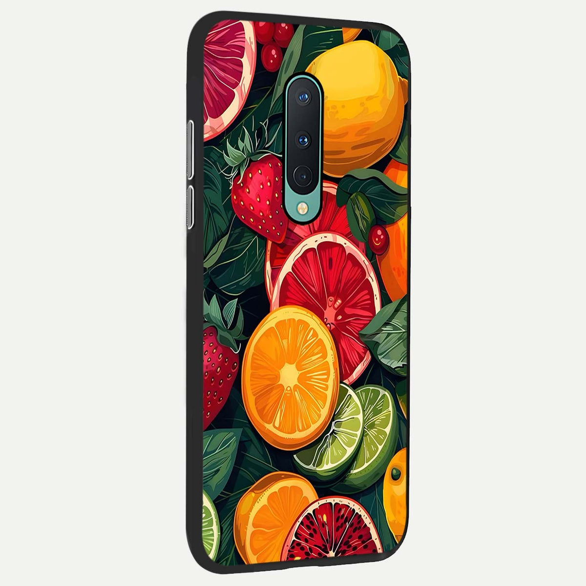  Multiple Fruits back cover For OnePlus 8 slim fit glass case with vibrant aesthetic design
