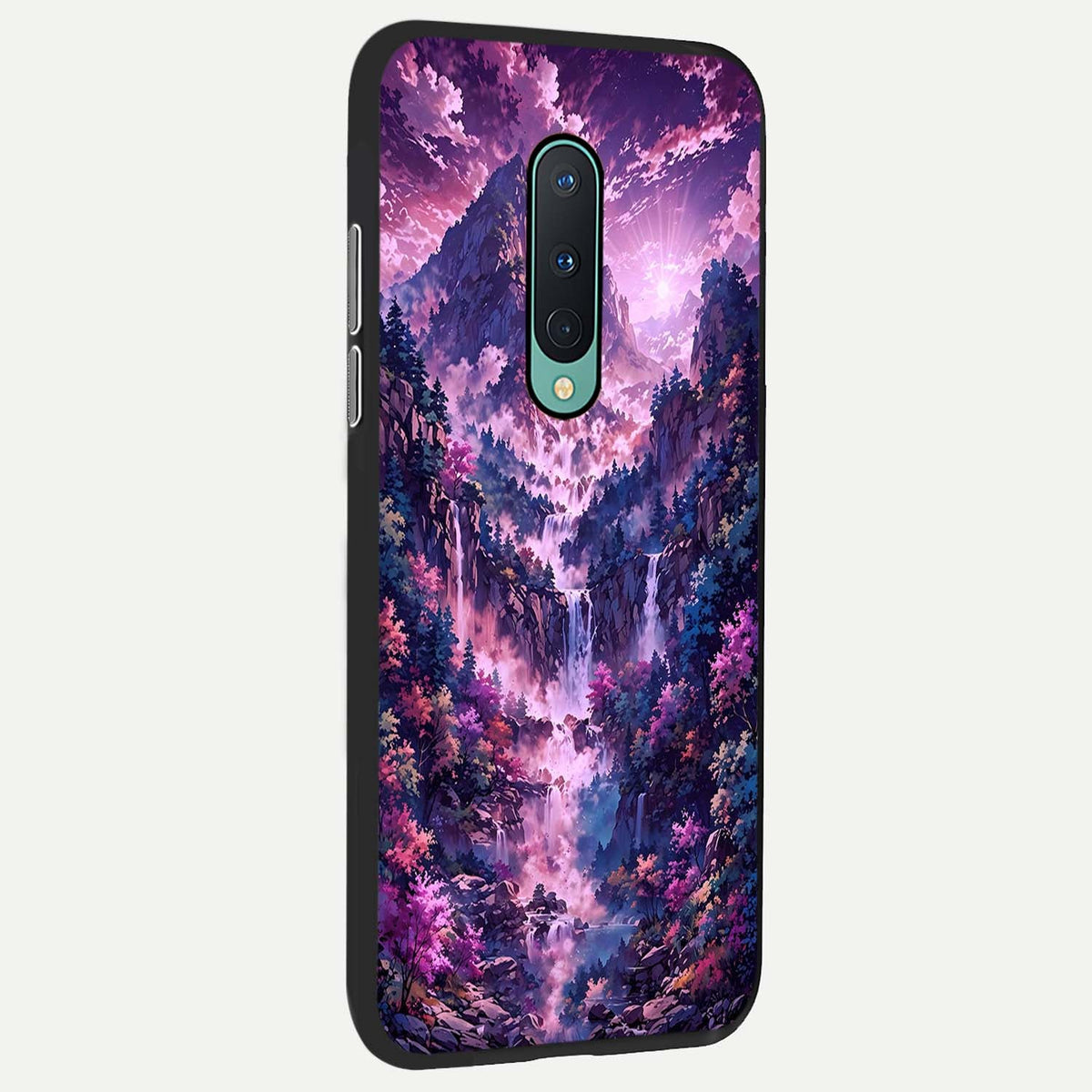  Mystic Cascade Peaks back cover For OnePlus 8 slim fit glass case with vibrant aesthetic design