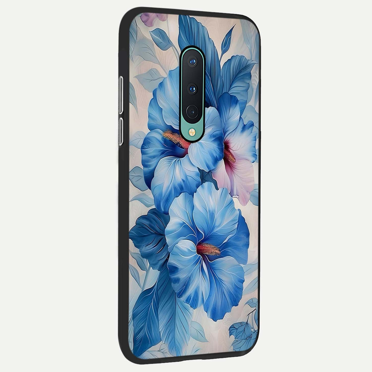  Ocean Hibiscus Grace back cover For OnePlus 8 slim fit glass case with vibrant aesthetic design