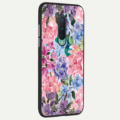 Pastel Floral Mix back cover For OnePlus 8 slim fit glass case with vibrant aesthetic design
