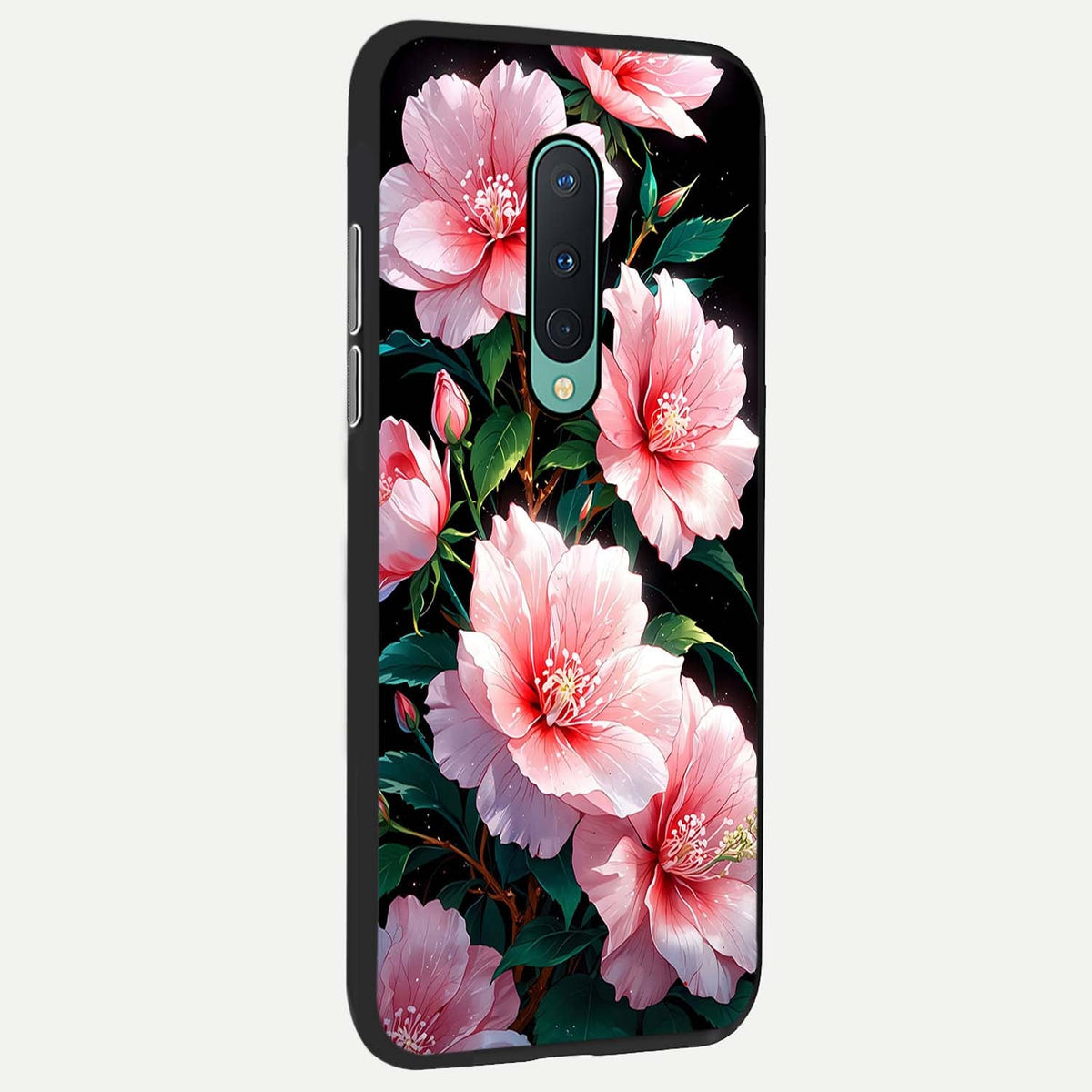  Peach Flower back cover For OnePlus 8 slim fit glass case with vibrant aesthetic design
