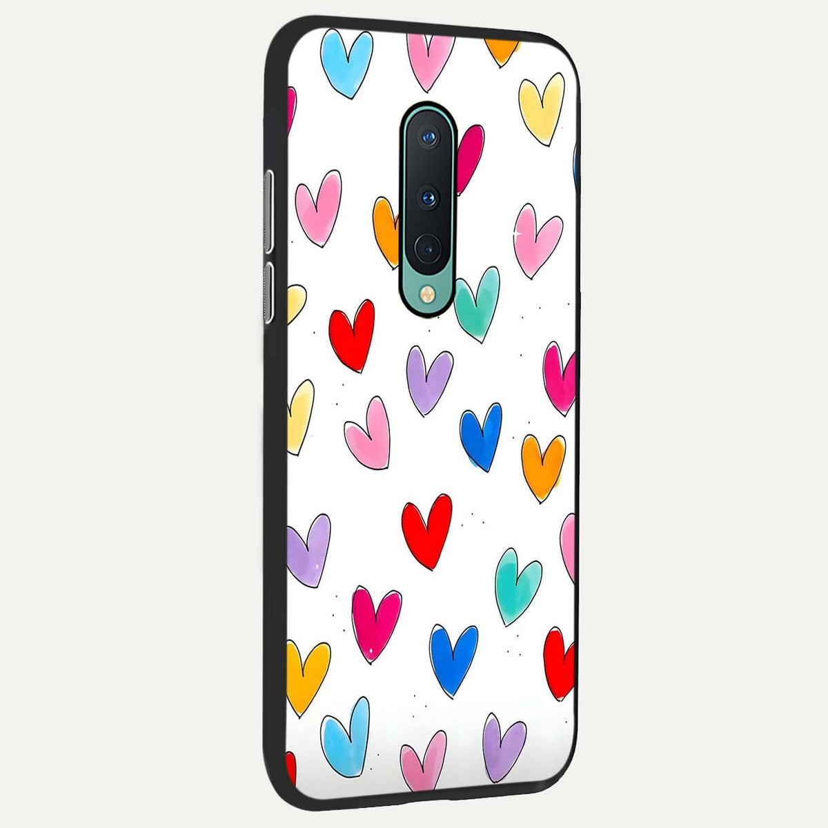  Playful Love Doodles back cover For OnePlus 8 slim fit glass case with vibrant aesthetic design