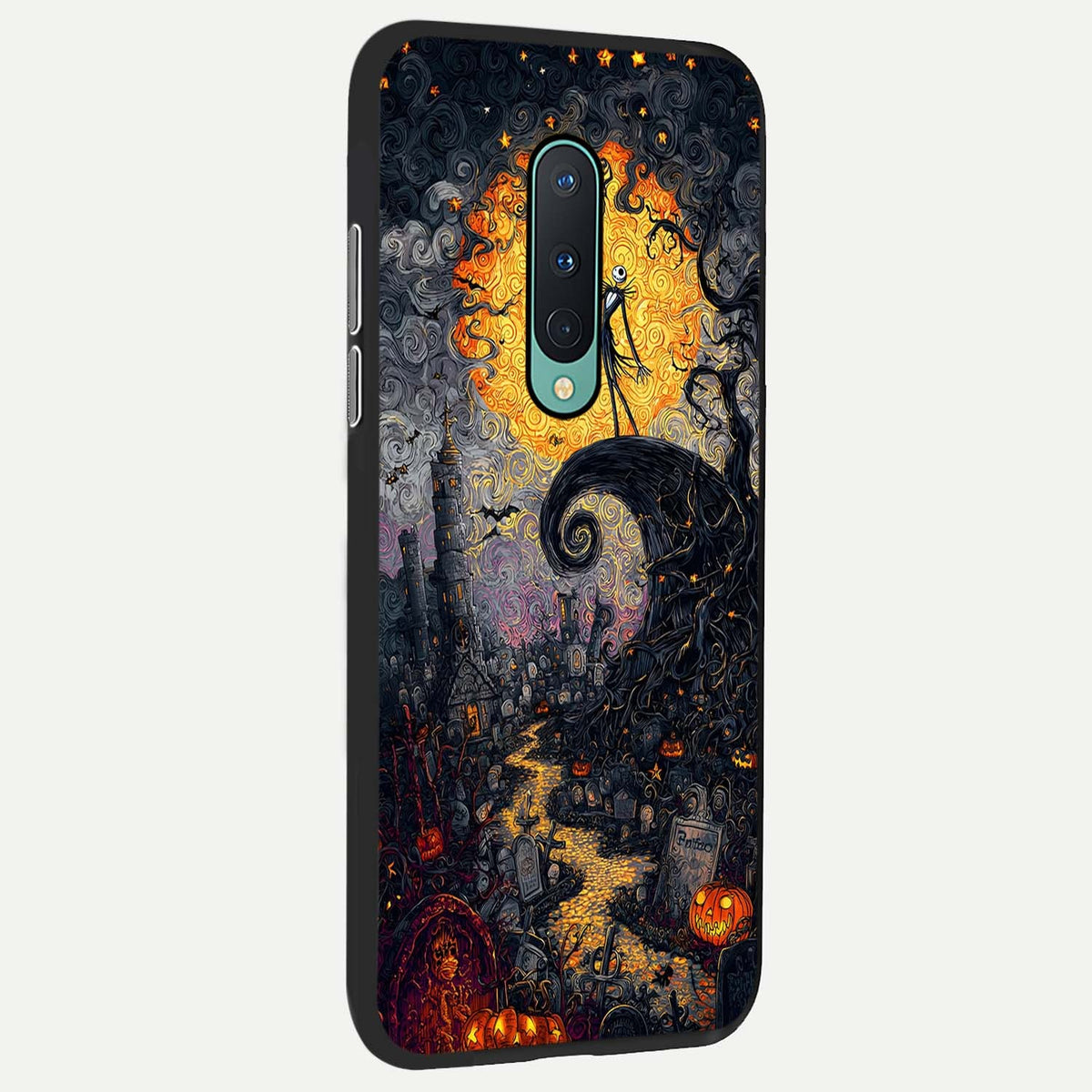  Pumpkin Moon Night back cover For OnePlus 8 slim fit glass case with vibrant aesthetic design