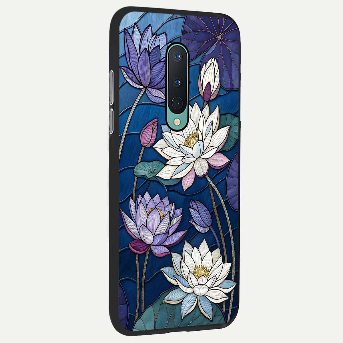  Purple Lotus Stained back cover For OnePlus 8 slim fit glass case with vibrant aesthetic design
