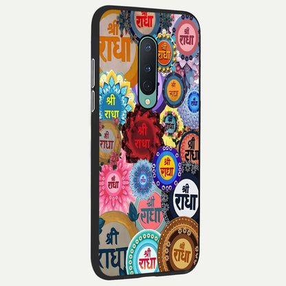  Radha Divine Bloom back cover For OnePlus 8 slim fit glass case with vibrant aesthetic design