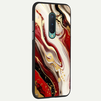  Red And White Marble back cover For OnePlus 8 slim fit glass case with vibrant aesthetic design