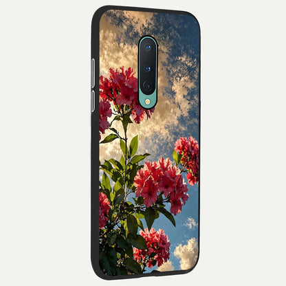  Red Bloom Skies back cover For OnePlus 8 slim fit glass case with vibrant aesthetic design