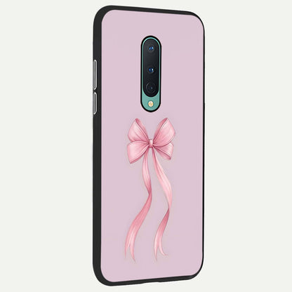  Soft Blush Bow back cover For OnePlus 8 slim fit glass case with vibrant aesthetic design