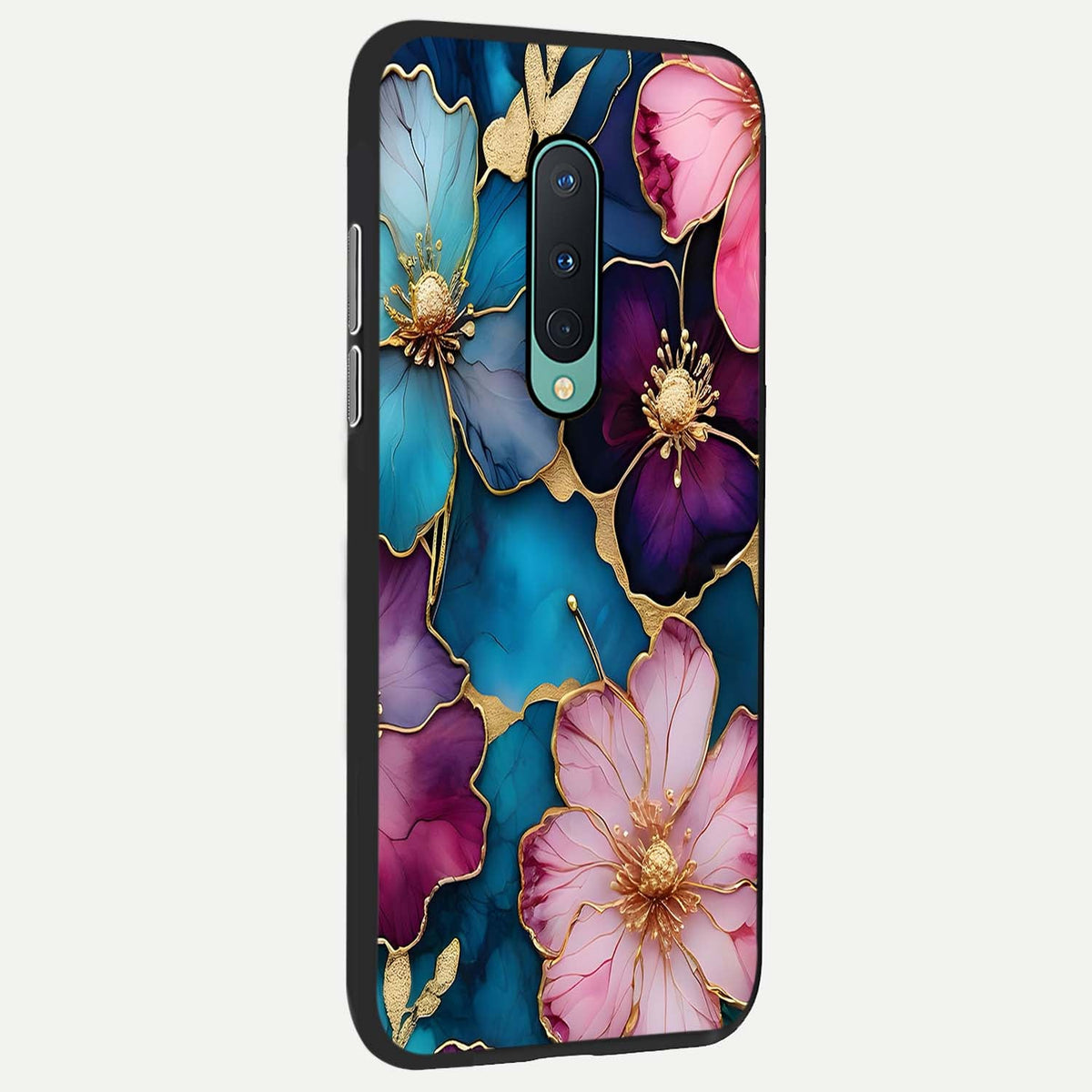  Sparkle Floral back cover For OnePlus 8 slim fit glass case with vibrant aesthetic design