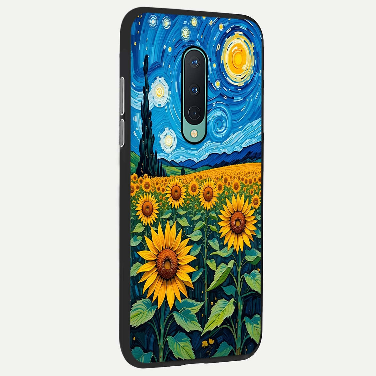  Starry Sunflower Dreams back cover For OnePlus 8 slim fit glass case with vibrant aesthetic design