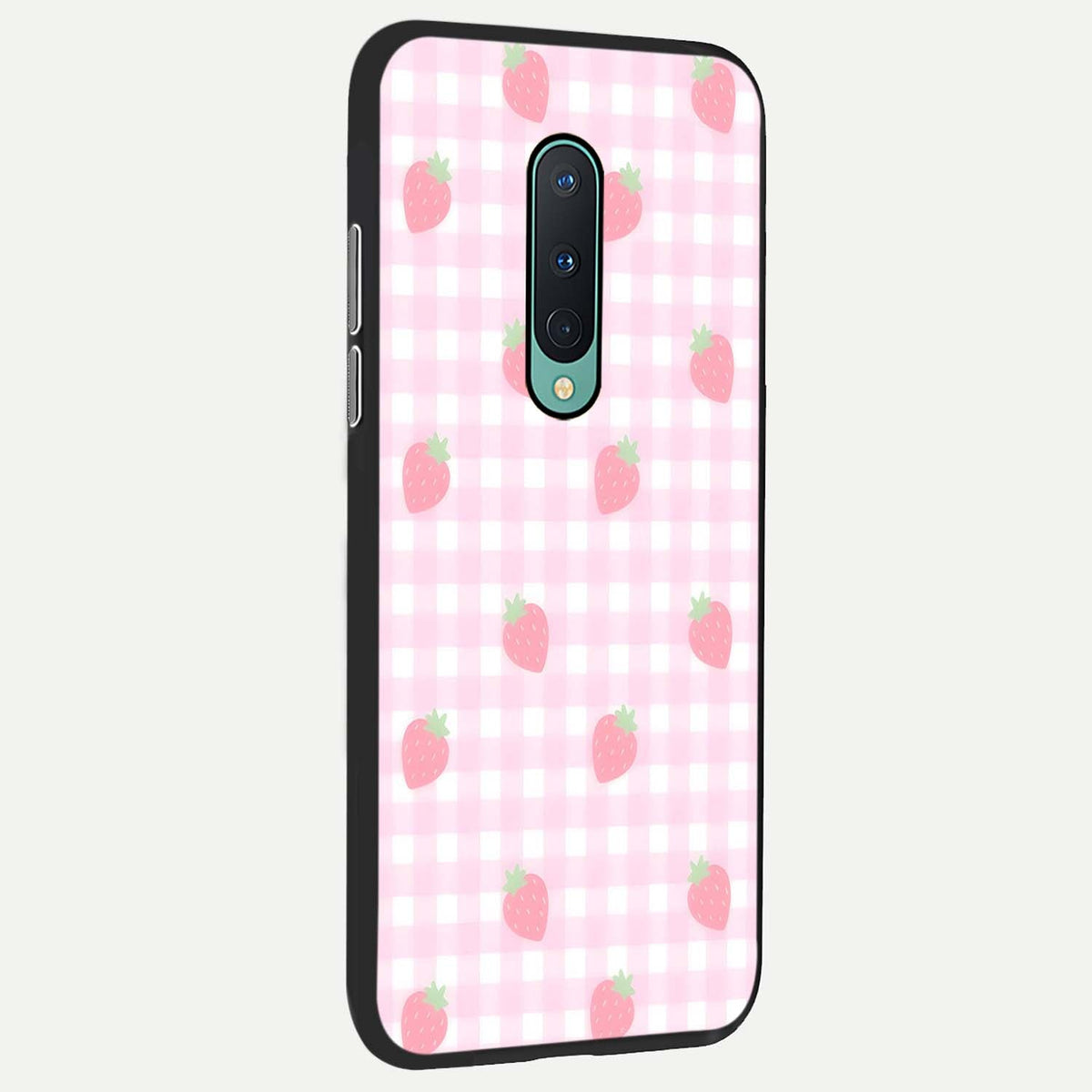  Strawberry Picnic Love back cover For OnePlus 8 slim fit glass case with vibrant aesthetic design