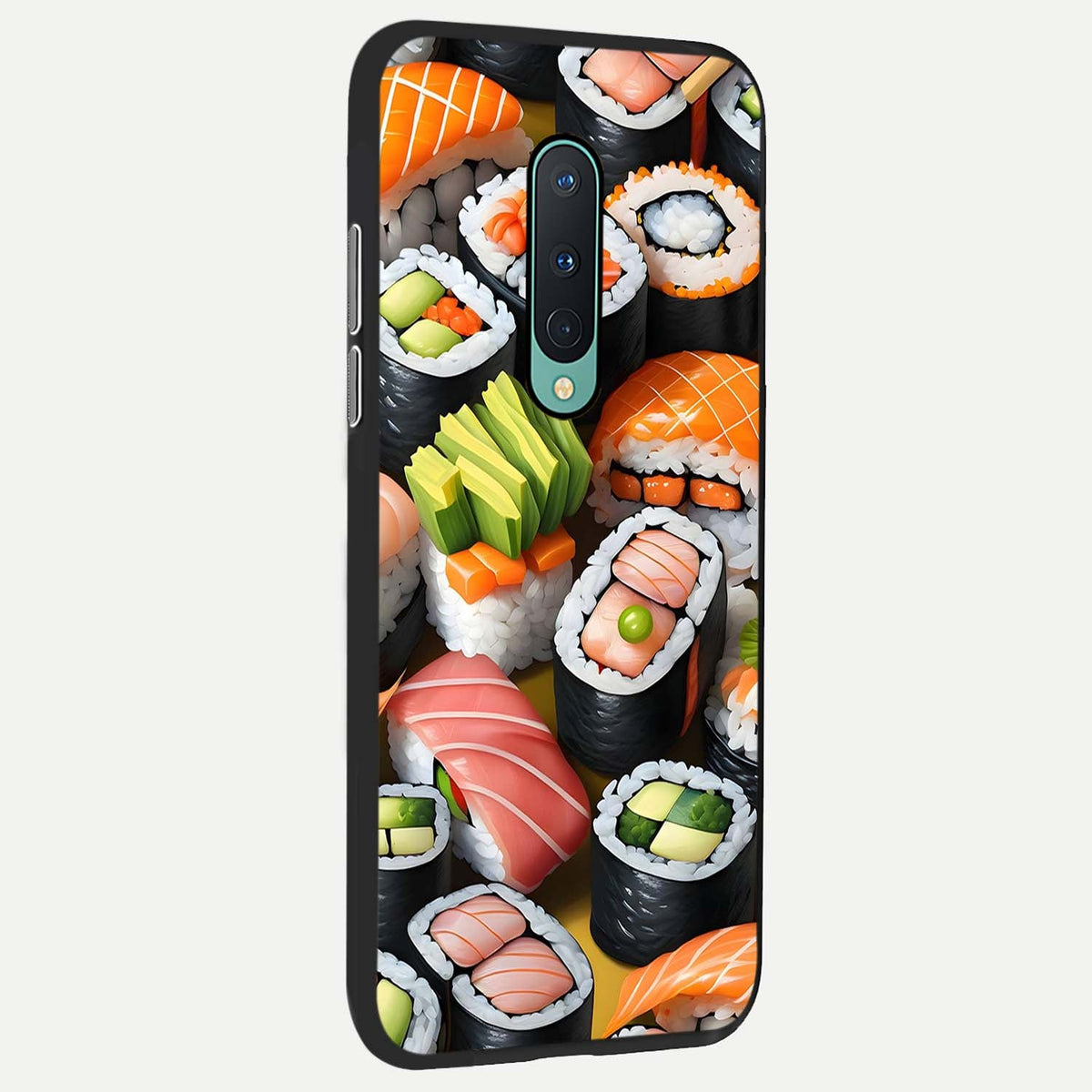  Sushi Food Pattern back cover For OnePlus 8 slim fit glass case with vibrant aesthetic design