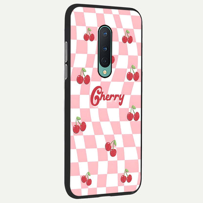  Sweet Cherry Vibes back cover For OnePlus 8 slim fit glass case with vibrant aesthetic design