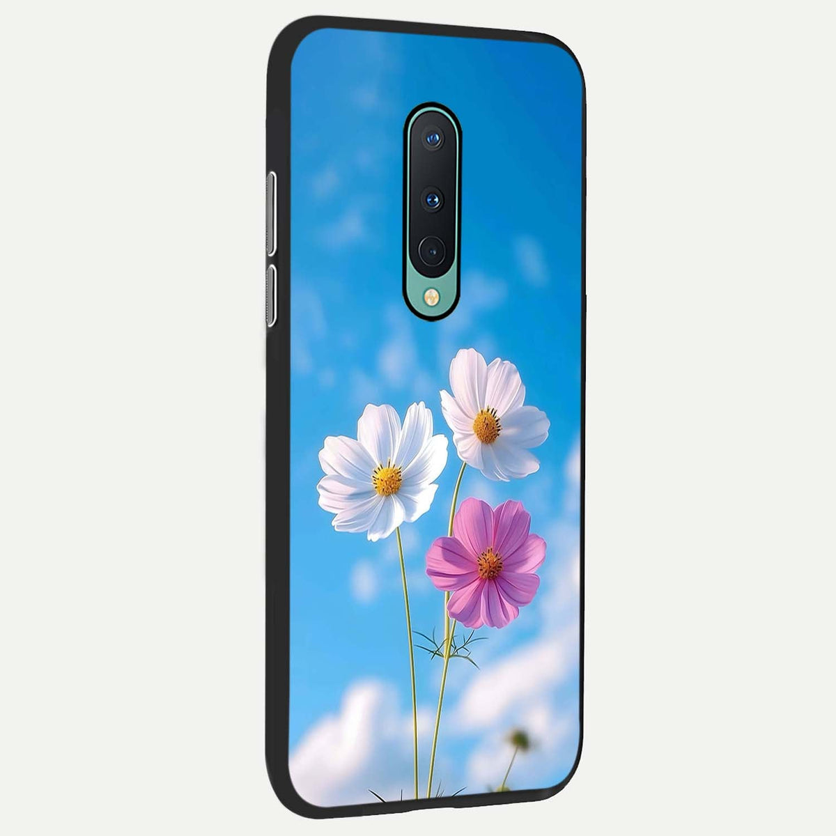  Tripple Flowers With Sky back cover For OnePlus 8 slim fit glass case with vibrant aesthetic design