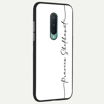  White Tune Custom Name back cover For OnePlus 8 slim fit personalized glass case with aesthetic design