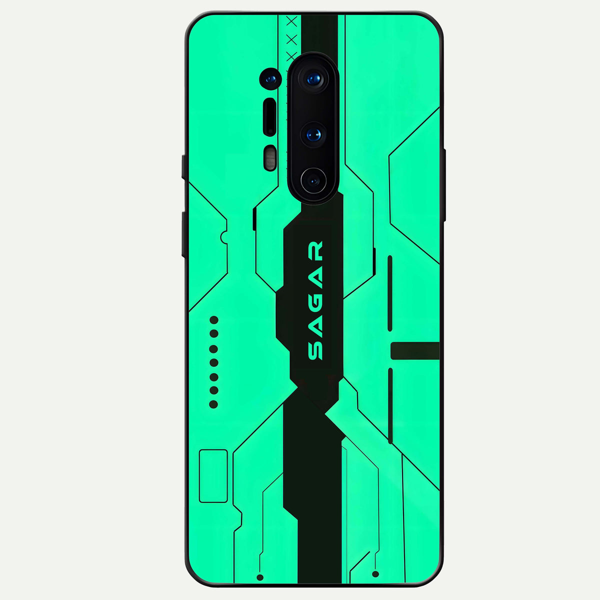  Aqua Tech CYBERPUNK Custom Name Glass Case For OnePlus 8 Pro back cover – full design glossy printed glass finish