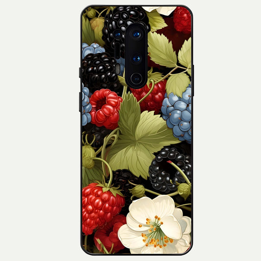  Berry Bloom Charm Glass Case For OnePlus 8 Pro back cover – full design glossy printed glass finish