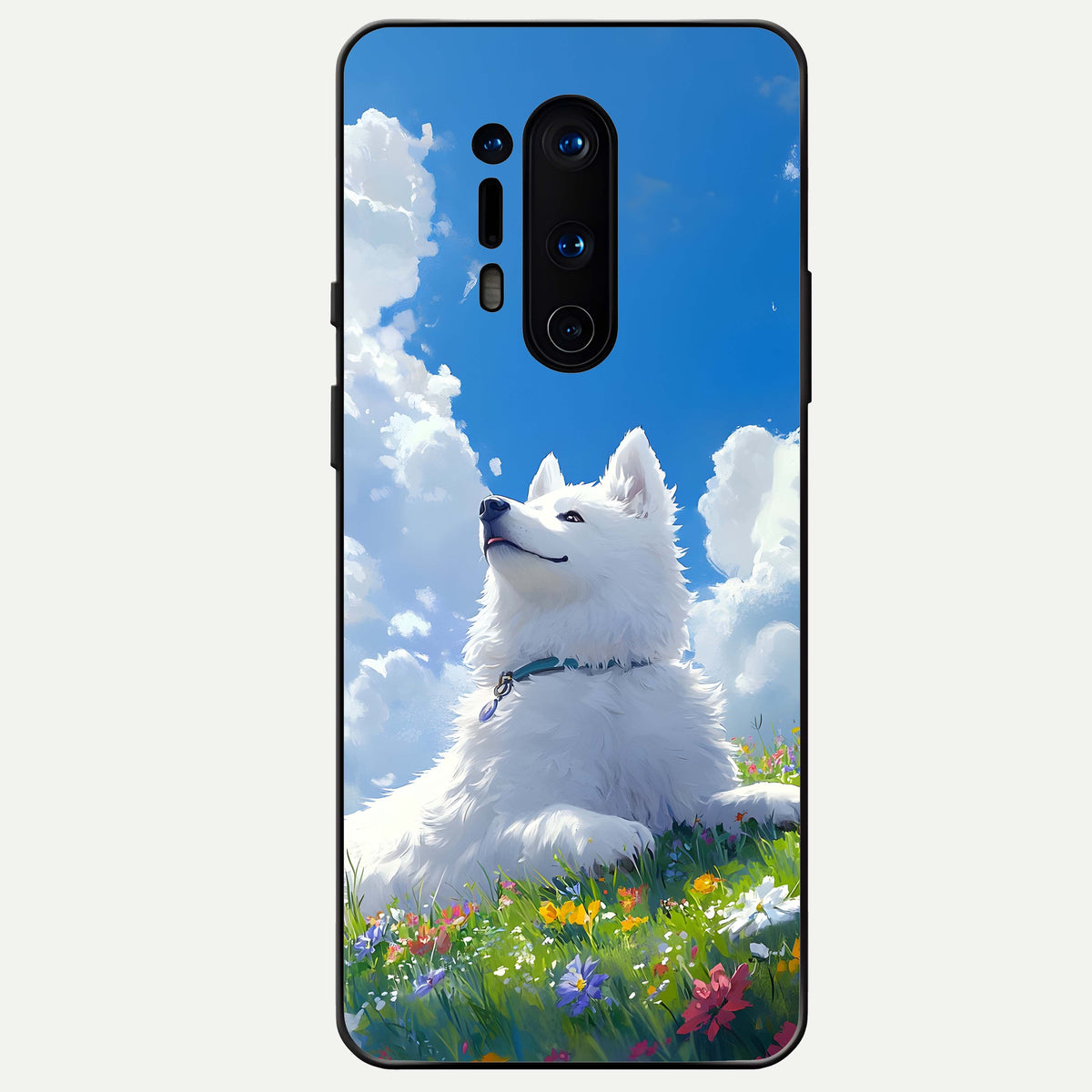  Blissful Cloud Pup Glass Case For OnePlus 8 Pro back cover – full design glossy printed glass finish