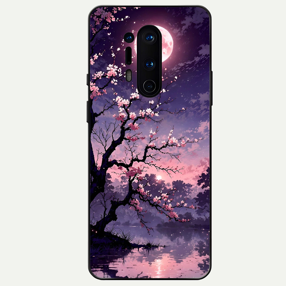  Blossom Pink Moon Glass Case For OnePlus 8 Pro back cover – full design glossy printed glass finish