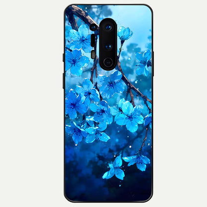  Blue Blossoms Branch Glass Case For OnePlus 8 Pro back cover – full design glossy printed glass finish