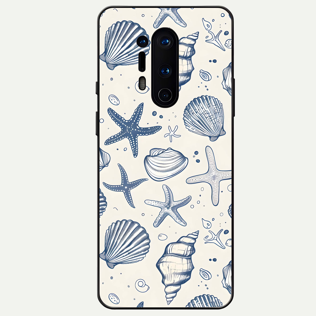  Blue Ocean Outline Glass Case For OnePlus 8 Pro back cover – full design glossy printed glass finish