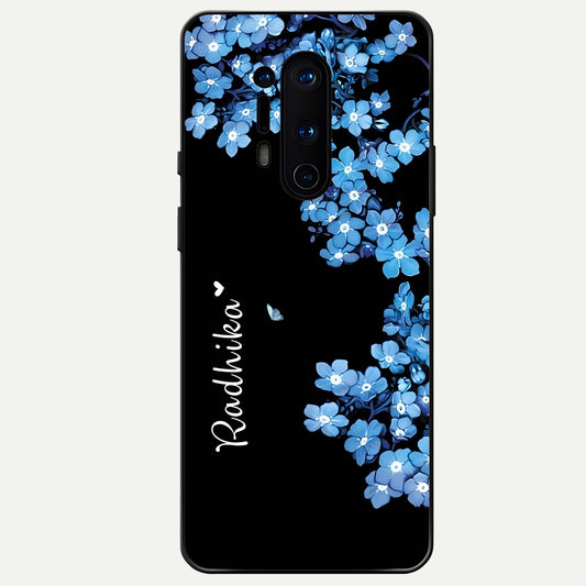  Blue Petal Dream Custom Name Glass Case For OnePlus 8 Pro back cover – full design glossy printed glass finish