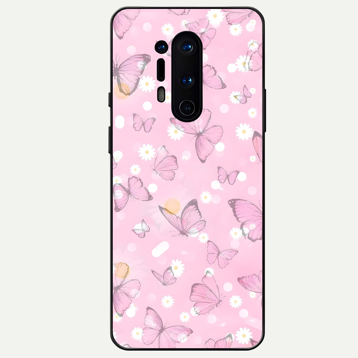  Blush Butterfly Garden Glass Case For OnePlus 8 Pro back cover – full design glossy printed glass finish