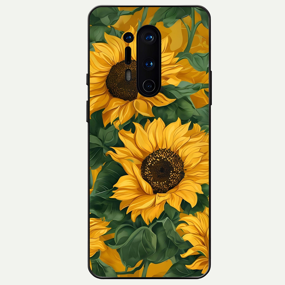  Bright Sunflower Bloom Glass Case For OnePlus 8 Pro back cover – full design glossy printed glass finish