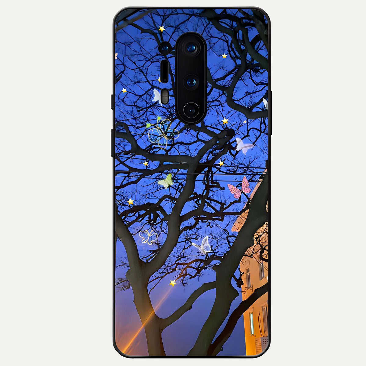  Butterfly Night Magic Glass Case For OnePlus 8 Pro back cover – full design glossy printed glass finish