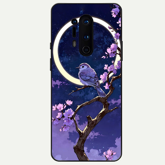  Celestial Bird Blossom Glass Case For OnePlus 8 Pro back cover – full design glossy printed glass finish