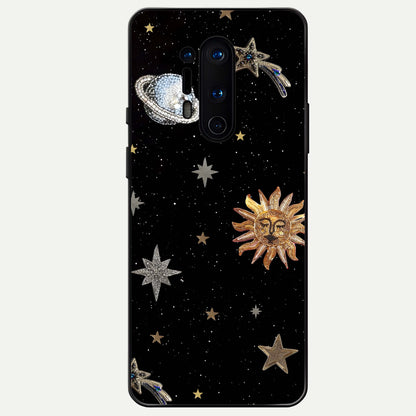  Celestial Moon With Stars Glass Case For OnePlus 8 Pro back cover – full design glossy printed glass finish