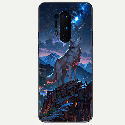  Celestial Wolf Howl Glass Case For OnePlus 8 Pro back cover – full design glossy printed glass finish