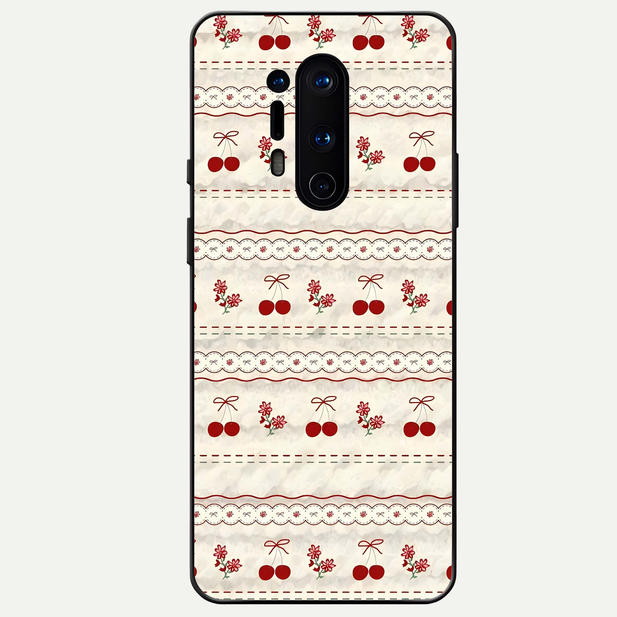  Cherry Bloom Charm Glass Case For OnePlus 8 Pro back cover – full design glossy printed glass finish