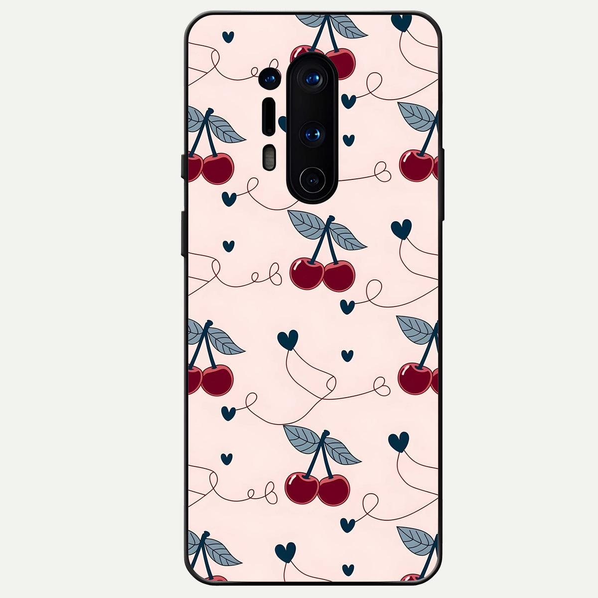  Cherry Heart Line Glass Case For OnePlus 8 Pro back cover – full design glossy printed glass finish
