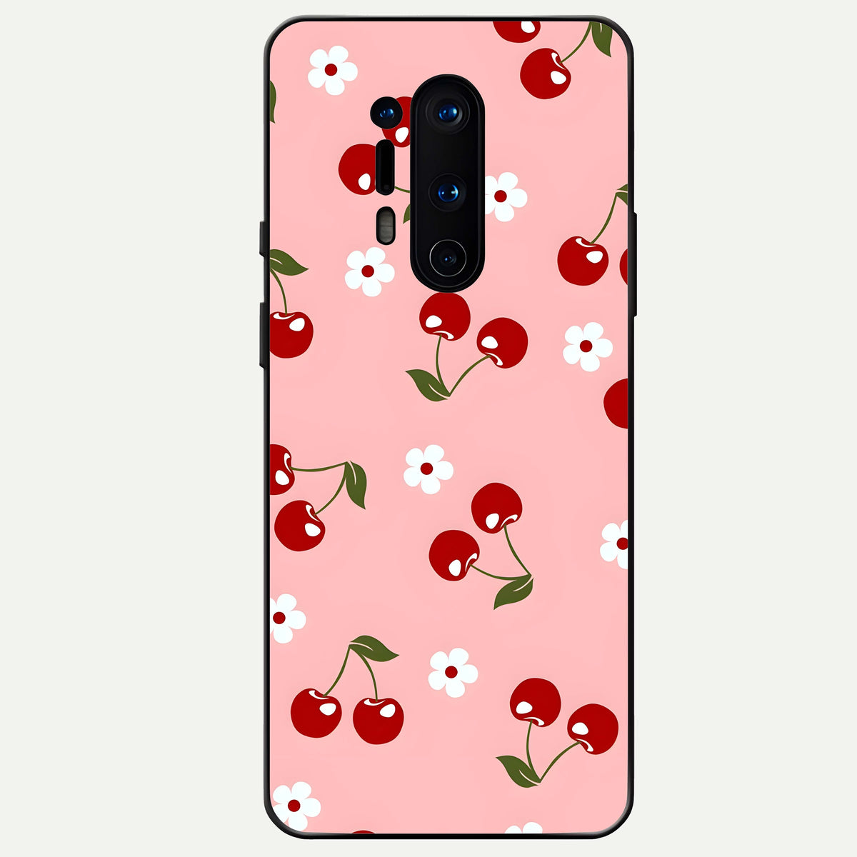  Cherry Love Mood Glass Case For OnePlus 8 Pro back cover – full design glossy printed glass finish