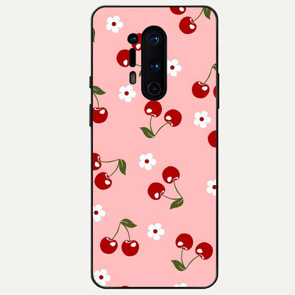  Cherry Love Mood Glass Case For OnePlus 8 Pro back cover – full design glossy printed glass finish