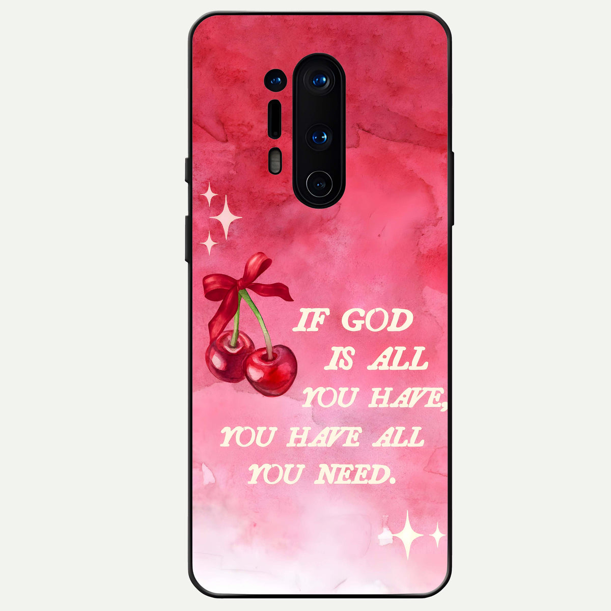 Cherry Quote Glass Case For OnePlus 8 Pro back cover – full design glossy printed glass finish