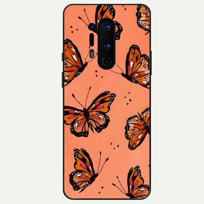  Coral Wing Butterfly Glass Case For OnePlus 8 Pro back cover – full design glossy printed glass finish