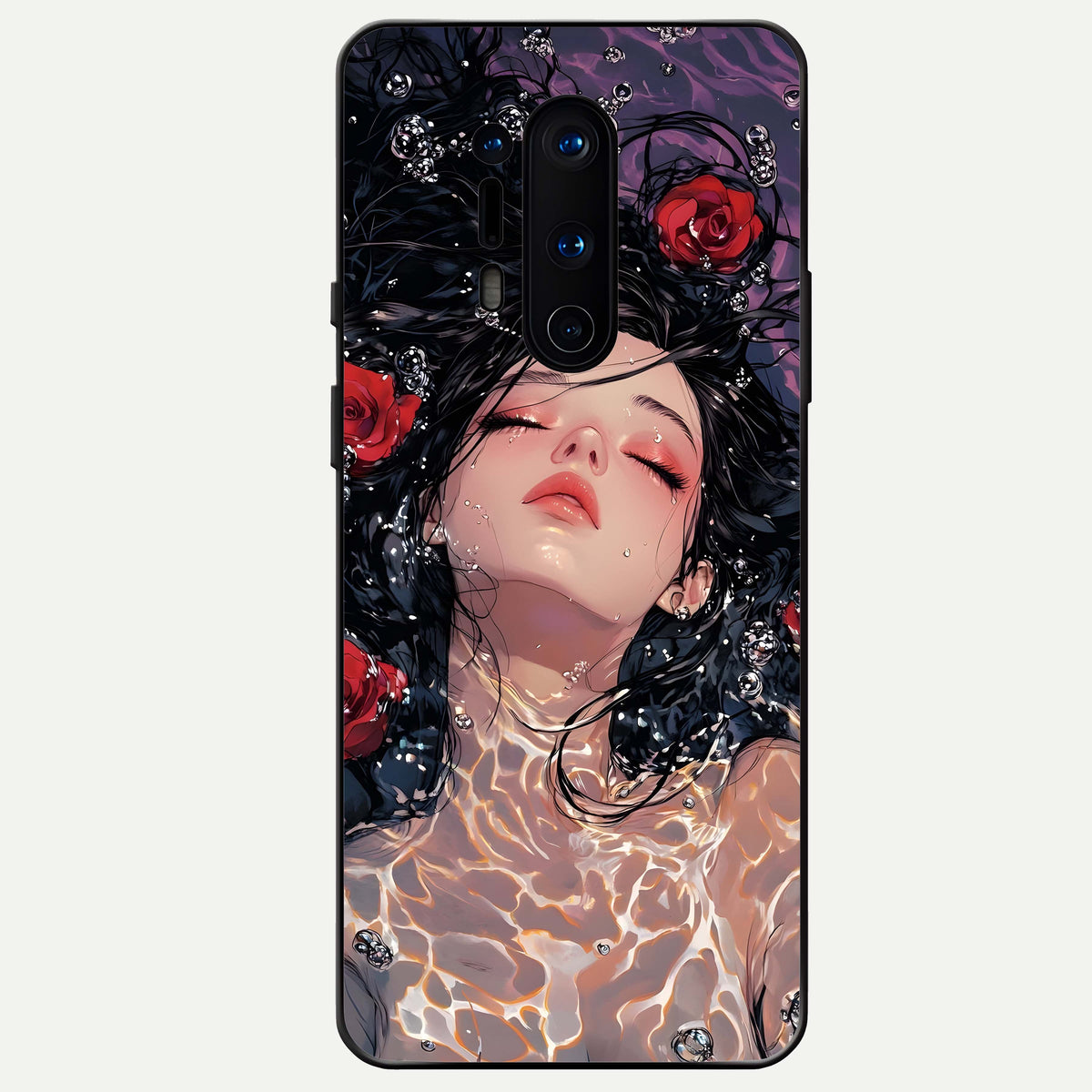  Crimson Rose Serenity Glass Case For OnePlus 8 Pro back cover – full design glossy printed glass finish