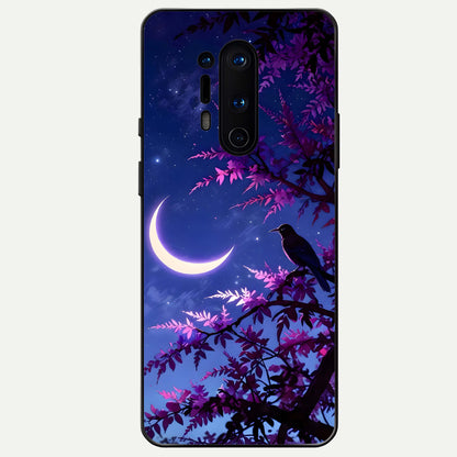  Crow And Moon Scenery Glass Case For OnePlus 8 Pro back cover – full design glossy printed glass finish